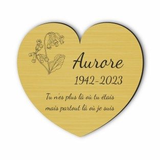 Plaque funéraire gravée cœur fleur