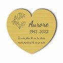 Plaque funéraire gravée cœur fleur