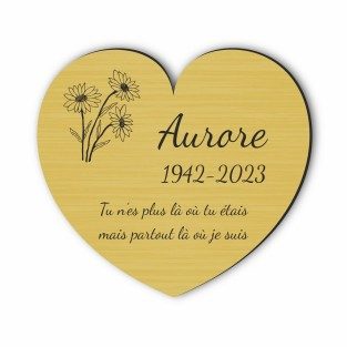 Plaque funéraire gravée cœur fleur