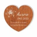 Plaque funéraire gravée cœur fleur
