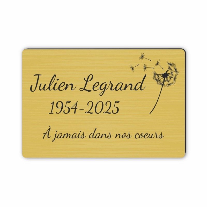 Plaque funéraire gravée pissenlit