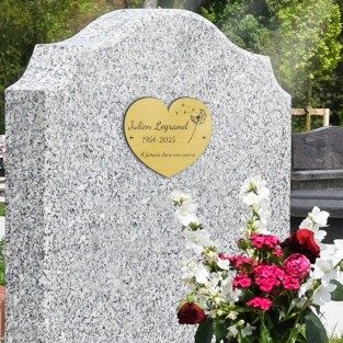 Plaque funéraire gravée cœur pissenlit à visser sur tombe