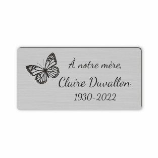 Plaque funéraire gravée papillon