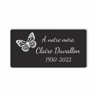 Plaque funéraire gravée papillon