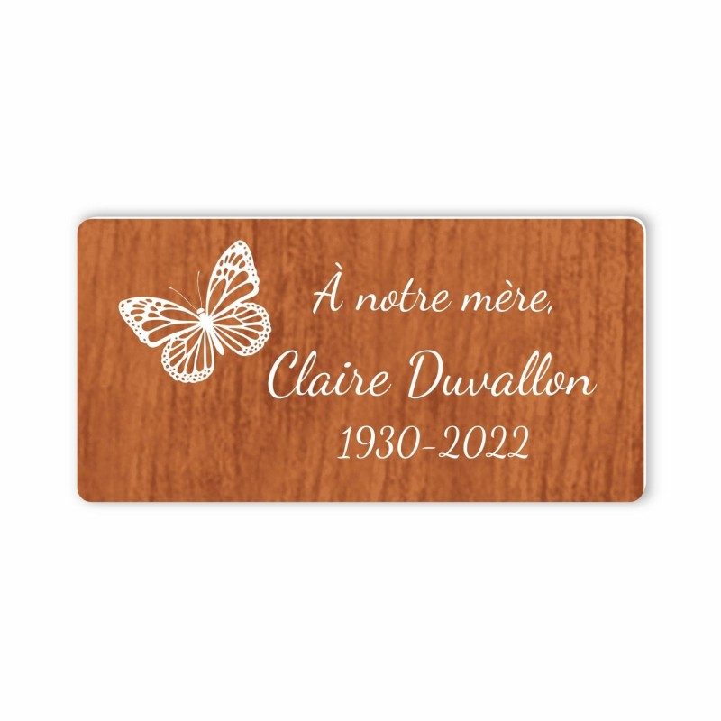 Plaque funéraire gravée papillon