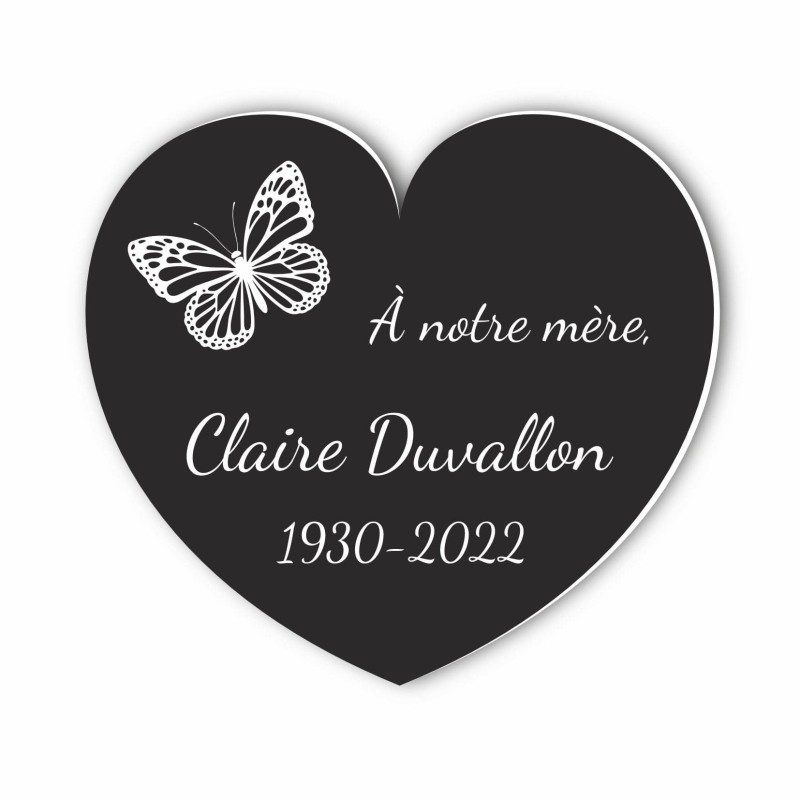 Plaque Funéraire Ovale 20x13 Cm Motif Papillon Personnalisée Or Brossé - 1 à 3 Lignes