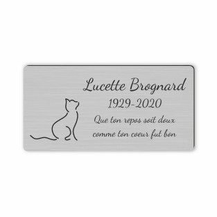 Plaque funéraire gravée chat