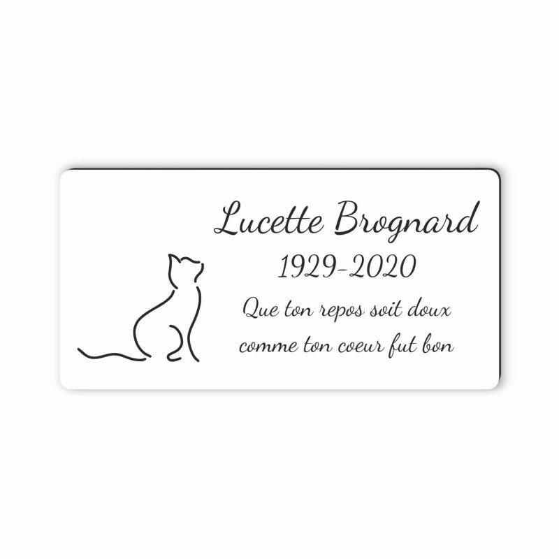 Plaque funéraire gravée chat