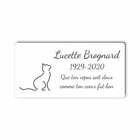 Plaque funéraire gravée chat Plaque funéraire gravée chat