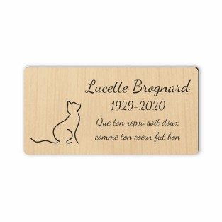 Plaque funéraire gravée chat