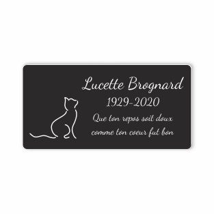 Plaque funéraire gravée chat
