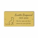 Plaque funéraire gravée chat