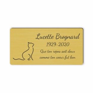 Plaque funéraire gravée chat