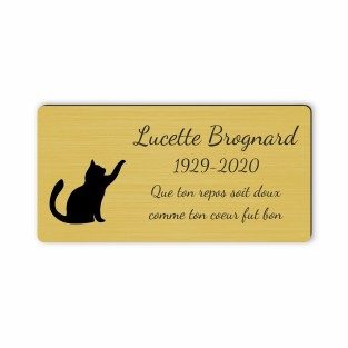 Plaque funéraire gravée chat