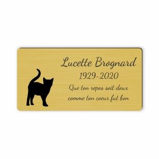 Plaque funéraire gravée chat