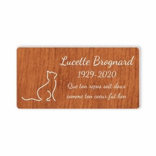 Plaque funéraire gravée chat