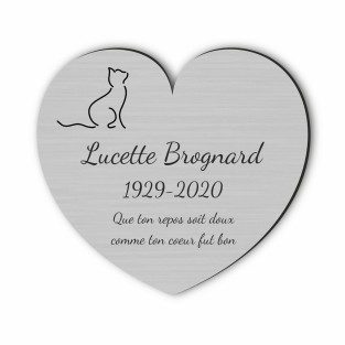 Plaque funéraire gravée cœur chat