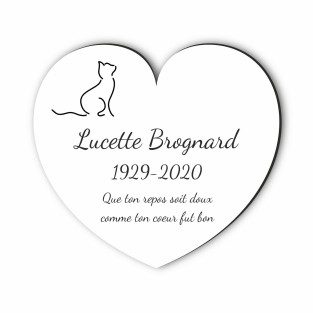 Plaque funéraire gravée cœur chat