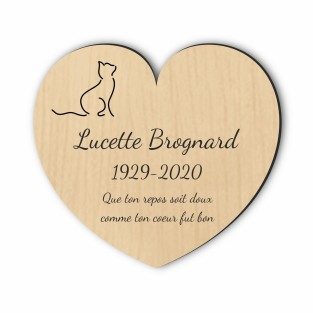 Plaque funéraire gravée cœur chat