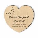 Plaque funéraire gravée cœur chat
