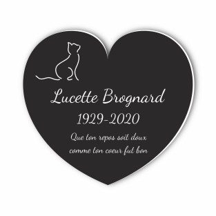 Plaque funéraire gravée cœur chat