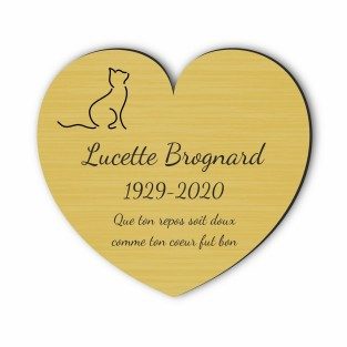 Plaque funéraire gravée cœur chat