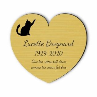 Plaque funéraire gravée cœur chat
