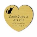 Plaque funéraire gravée cœur chat