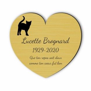 Plaque funéraire gravée cœur chat