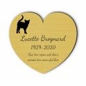 Plaque funéraire gravée cœur chat