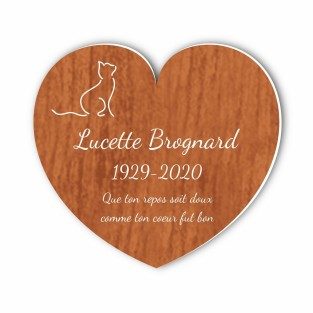 Plaque funéraire gravée cœur chat