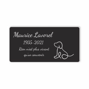 Plaque funéraire gravée chien