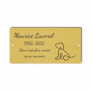 Plaque funéraire gravée chien