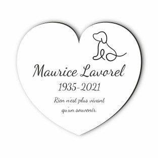 Plaque funéraire gravée cœur chien