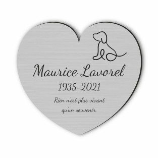 Plaque funéraire gravée cœur chien