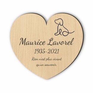 Plaque funéraire gravée cœur chien