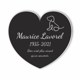 Plaque funéraire gravée cœur chien