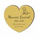 Plaque funéraire gravée cœur chien