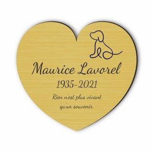 Plaque funéraire gravée cœur chien