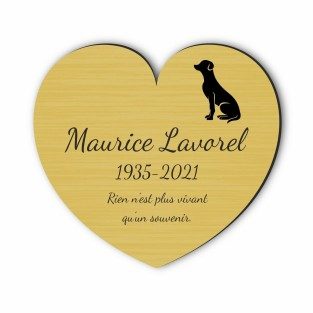 Plaque funéraire gravée cœur chien