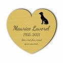 Plaque funéraire gravée cœur chien