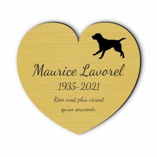 Plaque funéraire gravée cœur chien