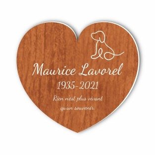 Plaque funéraire gravée cœur chien