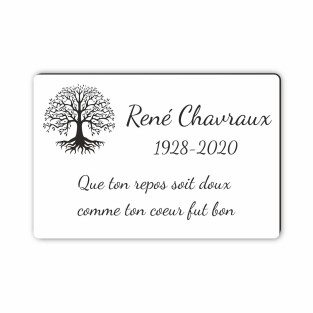 Plaque funéraire gravée arbre de vie
