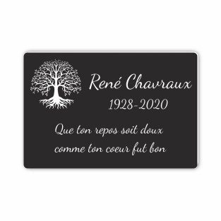 Plaque funéraire gravée arbre de vie