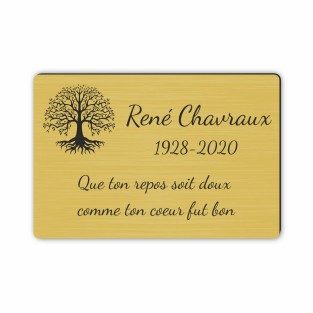 Plaque funéraire gravée arbre de vie