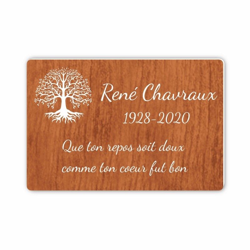 Plaque funéraire gravée arbre de vie