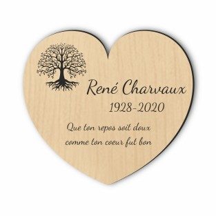 Plaque funéraire gravée cœur arbre de vie