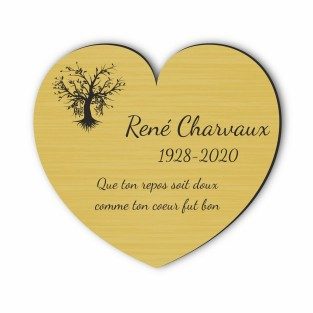 Plaque funéraire gravée cœur arbre de vie