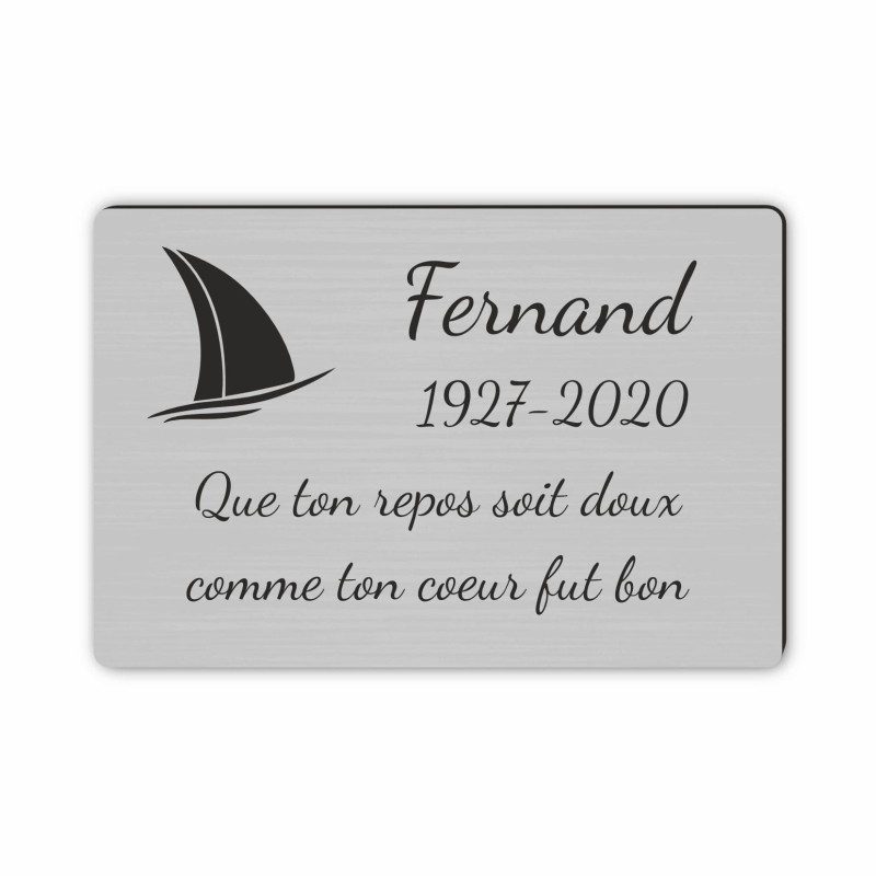 Plaque funéraire gravée mer